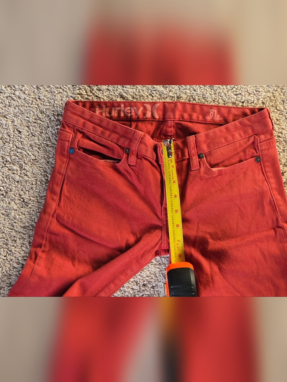 Hurley Red Skinny Jeans Womens Size 27 Stretch Low Rise Denim Pants - Picture 11 of 11